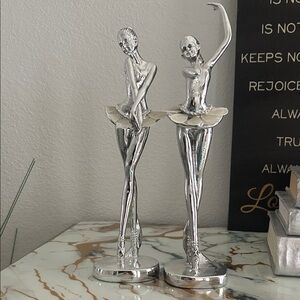 Elegant Silver Ballerina Sculptures